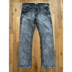 Y2K True Religion Jeans Mens 34 Gray Straight Pants Distressed Limited Edition